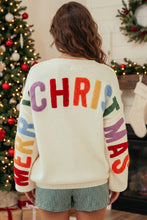 Load image into Gallery viewer, White Ho Ho Ho Slogan V Neck Button Front Embroidered Knit Cardigan