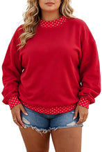 Load image into Gallery viewer, Orange Polka Dot Patchwork Round Neck Plus Size Sweatshirt