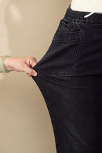 Load image into Gallery viewer, Black Drawstring Waist Ankle Length Casual Jeans Regular Fit Pocket Detail Denim Pants