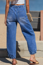 Load image into Gallery viewer, Blue 4 Buttons Front Tapered Casual Loose Fit Jeans