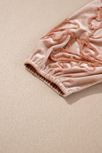 Load image into Gallery viewer, Light French Beige Embroidered Sleeve Velvet Mini Shift Dress