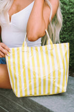 Load image into Gallery viewer, Rainbow Glossy Striped Vinyl Large Tote Bag