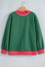 Load image into Gallery viewer, Red Colorblock Polka Dot Contrast Trim Oversized Sweatshirt