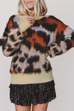 Load image into Gallery viewer, Khaki Leopard Print Drop Shoulder Long Sleeve Round Neck Sweater