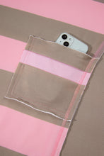 Load image into Gallery viewer, Pink Stripe Striped Colorblock Patch Pocket Split Hem Oversized Long Sleeve Sweatshirt