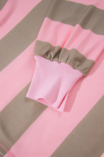 Load image into Gallery viewer, Pink Stripe Striped Colorblock Patch Pocket Split Hem Oversized Long Sleeve Sweatshirt
