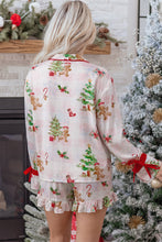 Load image into Gallery viewer, Pink Abstract Christmas Print Long Sleeve Two Piece Shift Lounge Set