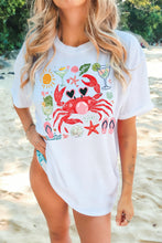 Load image into Gallery viewer, White Summer Vacation Crab Graphic Tee