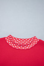 Load image into Gallery viewer, Red Colorblock Polka Dot Contrast Trim Oversized Sweatshirt