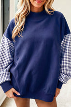 Load image into Gallery viewer, Pink Plaid Sleeve Colorblock Loose Tunic Sweatshirt