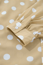 Load image into Gallery viewer, White Polka Dot Print Three Quarter Sleeve Ruffle Hem Casual Shirt