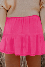Load image into Gallery viewer, Navy Blue Plus Size Frilled Elastic Waist Lace Trim Boho Ruffled Shorts