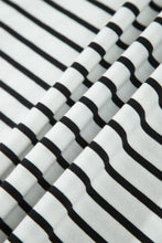 Load image into Gallery viewer, Gray Stripe V Neck Ruffle Contrast Sleeve Top Drawstring Pants 2pcs Set