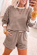 Load image into Gallery viewer, Grapefruit Orange Drop Shoulder Long Sleeve Pullover Elastic Waist Casual Short Set