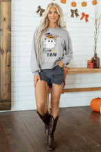 Load image into Gallery viewer, Medium Grey Sequin Western Ghost Print Long Sleeve Round Neck Sweatshirt