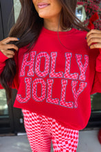 Load image into Gallery viewer, Red Christmas Slogan Graphic Plaid Contrast Two-piece Pant Set