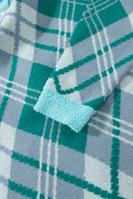 Load image into Gallery viewer, Green Plaid V Neck Long Sleeve Shift Cardigan Sweater