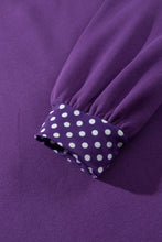 Load image into Gallery viewer, Tillandsia Purple Polka Dot Patchwork Round Neck Plus Size Sweatshirt