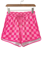 Load image into Gallery viewer, Black Checkered Drawstring Elastic Waist Casual Shorts