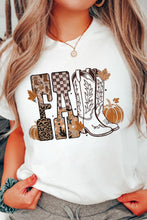 Load image into Gallery viewer, White FALL Letter Print Western Thanksgiving Graphic T-Shirt