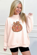 Load image into Gallery viewer, Apricot Pink Floral Pumpkin Graphic Mock Neck Oversized Sweatshirt