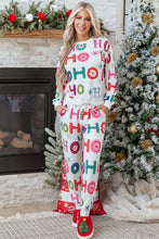 Load image into Gallery viewer, Multicolour Ho Ho Ho Print Long Sleeve Lounge Set