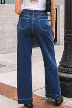 Load image into Gallery viewer, Sail Blue Stitched Waist Detail Loose Cuffed Jeans