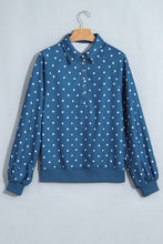 Load image into Gallery viewer, Pink Polka Dot Print Metal Button Collar Casual Pullover Sweatshirt