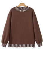 Load image into Gallery viewer, Red Colorblock Polka Dot Contrast Trim Oversized Sweatshirt
