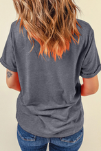 Load image into Gallery viewer, Gray Flag Pattern Sunflower Graphic Crew Neck Tee