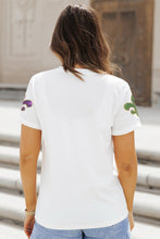 Load image into Gallery viewer, White Mardi Gras Fleur De Lis Sequin Graphic T Shirt