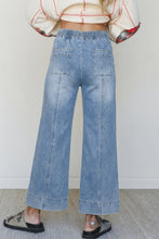 Load image into Gallery viewer, Beau Blue Drawstring Waist Wide Leg Ankle Length Jeans