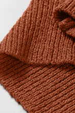 Load image into Gallery viewer, Coffee Ribbed Knit Round Neck Short Sleeve Sweater