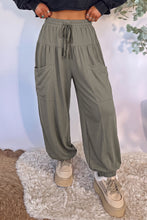 Load image into Gallery viewer, Dirty blue Elastic Waist Drawstring Wide Leg Full Length Pants