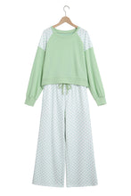 Load image into Gallery viewer, Khaki Polka Dot Patchwork Colorblock Long Sleeve Casual Two Piece Pants Set