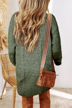 Load image into Gallery viewer, Burgundy Cable Knit Drop Shoulder Loose Fit Sweater Dress