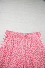 Load image into Gallery viewer, Pink Leopard Print Varsity Striped Detail 3/4 Sleeve Top Shift Pant Set