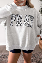 Load image into Gallery viewer, Gray PRAY Polka Dot Embroidered Mock Neck Sweatshirt