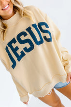 Load image into Gallery viewer, Yellow Jesus Slogan Stand Neck Long Sleeve Oversized Tunic Plus Size Sweatshirt