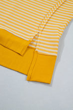 Load image into Gallery viewer, Pink Stripe Textured Knit Color Block Trim Split Hem Long Sleeve Top