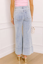 Load image into Gallery viewer, Beau Blue Mid Rise Pearl Embellished Split Wide Leg Jeans