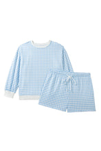 Load image into Gallery viewer, Yellow Gingham Loose Pullover Top Drawstring Shorts Plus Size Set