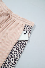 Load image into Gallery viewer, Light French Beige Leopard Print Ribbed Twist Long Sleeve Top Pants Plus Size Set