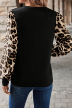 Load image into Gallery viewer, Khaki Leopard Sleeve Pumpkin Print Graphic Knit Top