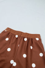 Load image into Gallery viewer, Brown Polka Dot Raw Hem Relaxed Pullover Loose Skort Two Piece Set