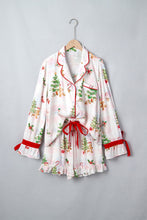 Load image into Gallery viewer, Pink Abstract Christmas Print Long Sleeve Two Piece Shift Lounge Set