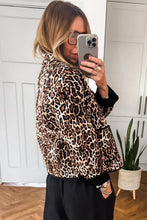 Load image into Gallery viewer, Brown Leopard Print Quilted Button Front Patch Pockets Jacket