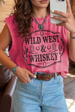 Load image into Gallery viewer, Bonbon Toner Washed Wild West Whiskey Print Sleeveless Muscle Top