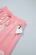 Load image into Gallery viewer, Red Color Block Plaid Patchwork Long Sleeve Pullover Wide Leg Pant Set