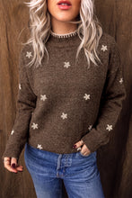Load image into Gallery viewer, Chicory Coffee Floral Print High Neck Long Sleeve Sweater